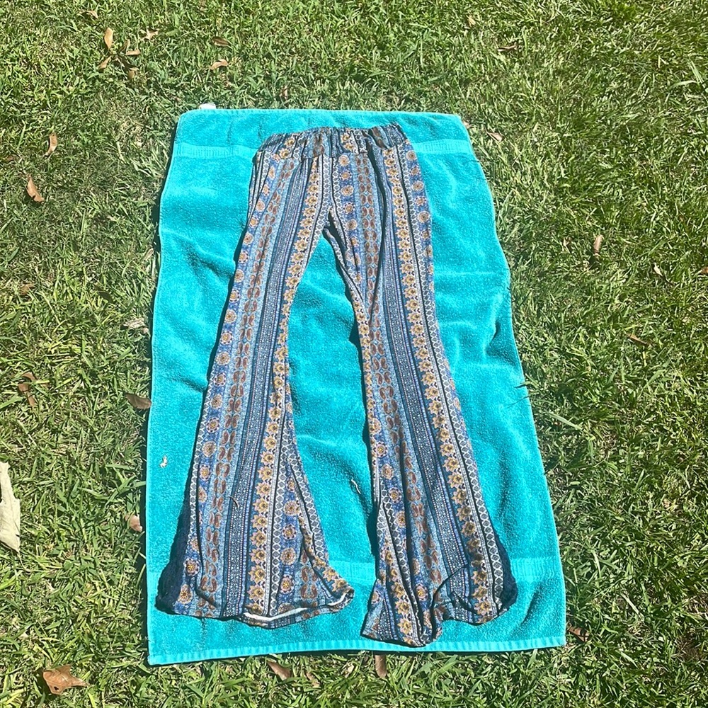 Multi color bell bottoms only been worn once .